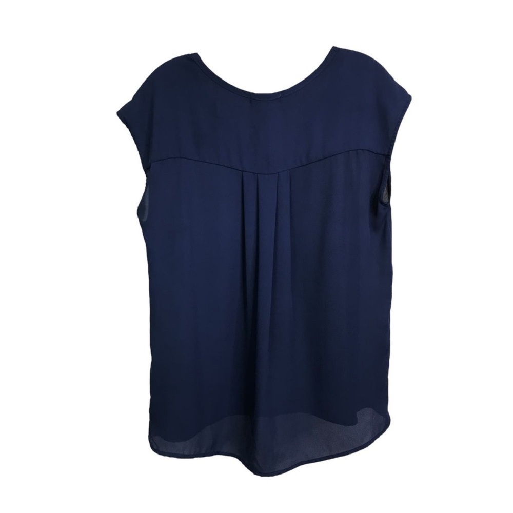 Relaxed Blue Cap Sleeve Blouse